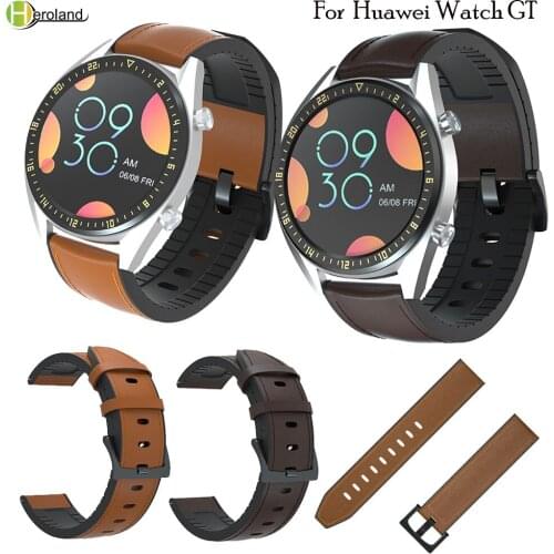 22mm Watch Strap silicone +leather for Huawei Watch GT/GT 2 Quick Release Watchband For Samsung Gear S3/Galaxy 46mm Wristband