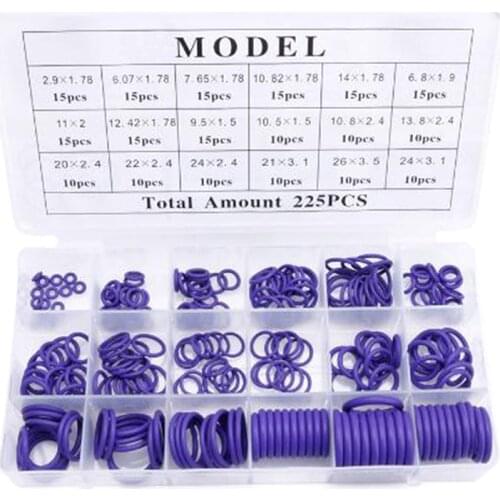225 Pcs 18 Size Air Conditioning R22 R134a O Rings Car Auto Repair Tools Rubber Air Conditioning Refrigerant Ring Sets Car tools
