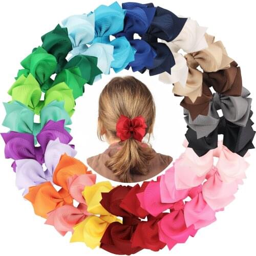 24pcs/set Baby Girls Hair Bow Hairpins 4 Inch Ribbon Flower Hairbow Barrettes Children Floral Bows with Alligator Clips