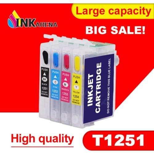 4 PCS Empty T125 Refillable Ink Cartrige T1251 Ink For Epson Stylus NX125 NX127 NX130 NX230 NX420 NX530 NX625 WorkForce 320 323