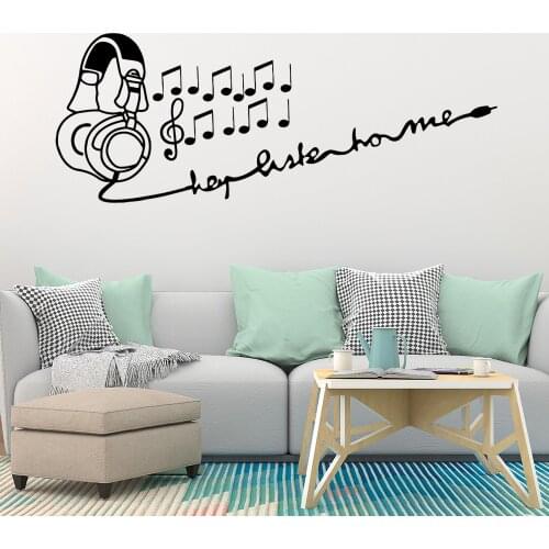 57cm X 148cm Fashion Music Headphones Vinyl Decals Wall Stickers Nursery Room Decor Waterproof Wall Art Decal For Kids Room