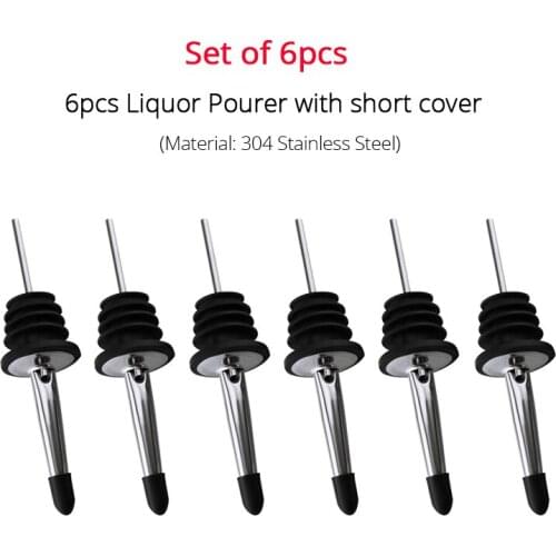 6PCS Stainless Steel 304 Wine Pourer Stopper Bottle Pourer Spout Stopper Speed Pourer Bar Wine Accessories