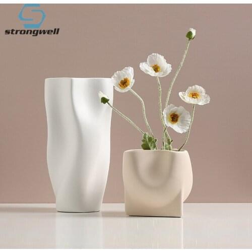 Strongwell Abstract Modern Ceramic Vase Home Living Room Display Furnishings Porcelain Flower Arrangement Desktop Decor Ornament