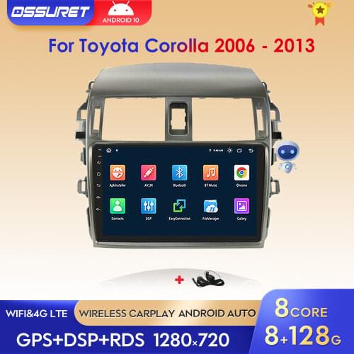 Android 10 2G+32G Car Radio GPS Multimedia Player Navigation For Toyota Corolla E140 E150 2006-2013 2 Din Stereo Wifi 4G LTE BT