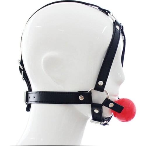 BDSM pony play Leather harness for women men silicone Ball Mouth Gag Oral Fixation Stuffed Adult Games Flirting Sex Toys