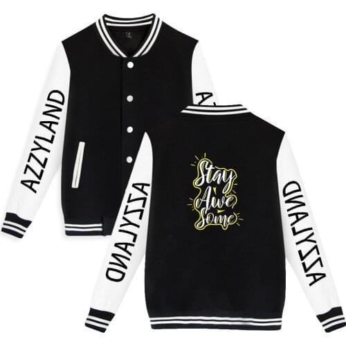 WAWNI Azzyland Baseball Jacket Polyester Plus Cotton Hip Hop Trendy Casual Baseball Fashion Print Jacket Oversized Loose Tops