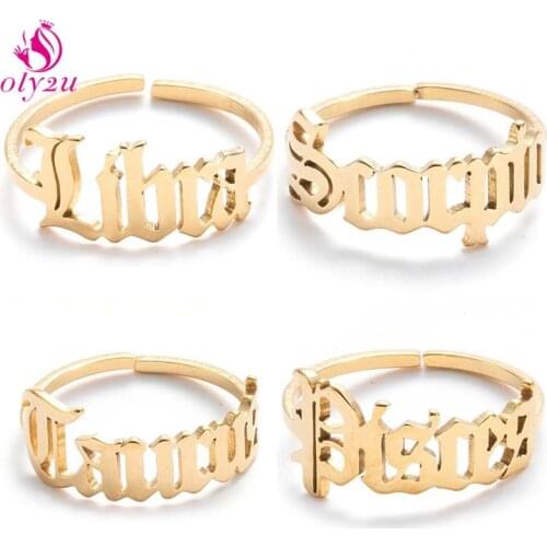 Bohemian Creative Constellation Zodiac Constellation Libra Gemini Taurus Cancer Aries Ring Women Fashion Jewelry Wedding Gift