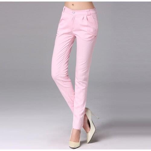 Women 2021 Spring Autumn Fashion High Waist Slim Pants Female Solid Color Casual Pants Ladies New Pockets Pencil Trousers Q708