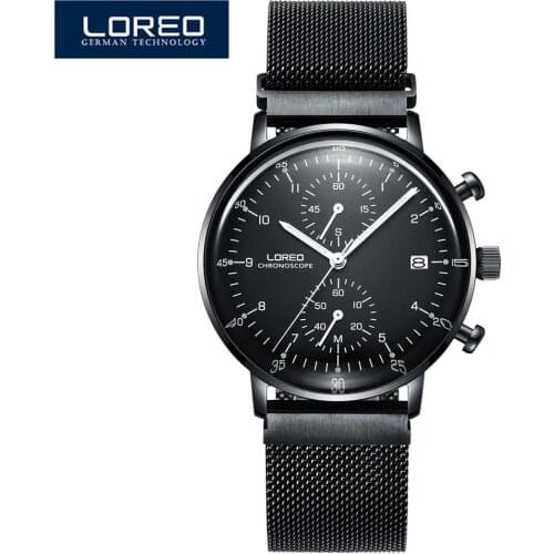 LOREO Mens Watches Waterproof Top Brand Luxury Quartz Watch Men Sport Watch 3D Curved Mirror Design Clock Male Relogio Masculino