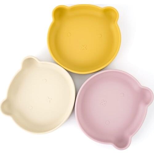 BPA Free Baby Accessories Cartoon Animal Shape Plate For Food Sucker Dishes Dinnerware Feeding Spoon Fork Childrens Tableware