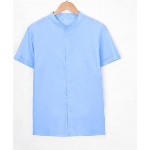 Men Baggy Tops Cotton Linen Solid Color Short Sleeve Retro Tops Blouse Shirts For Men Camisas De Hombre Business Shirts 2021