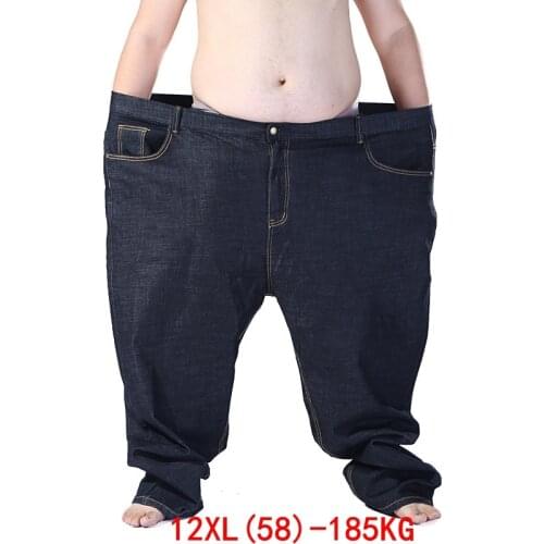 Large size mens jeans 185KG plus size 9XL 10XL 11XL 12XL autumn and winter pants large stretch straight 50 54 56 58 black jeans