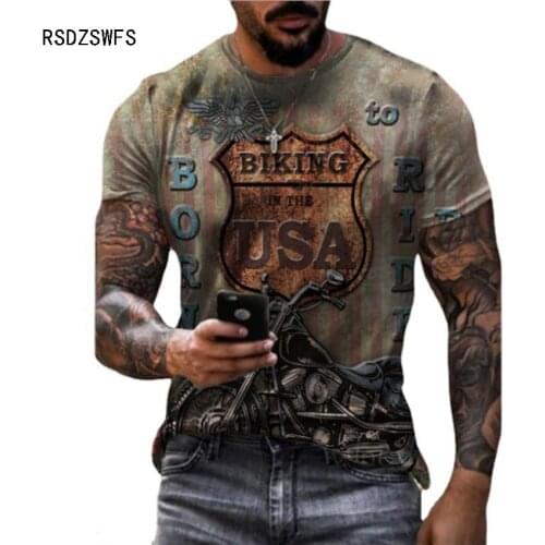 Classic 66 Printed Men T-Shirt Street Fashion Retro Round Neck Short Sleeve Camisetas Solid-Color Casual Oversized T-Shirt