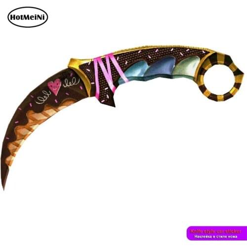 HotMeiNi 13cm Car Stickers for CS GO Skin Knife Machete Fashion Love Decals Window Laptop Bumper Creative Decal Waterproof