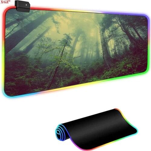 XGZ RGB Landscape Landscape Pattern XL Game Console Portable Rubber Big Mouse Pad LED Office Mouse Soft Player Locking Edge