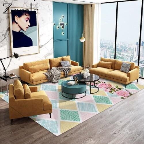 Zeegle Plaid Hallway Carpet Home Decoration Large Size Rug Anti-slip Living Room Floor Mat Bedroom Kids Play Rug Modern Area Rug