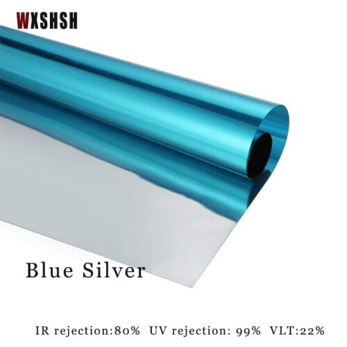 Blue and silver Glass Heat Control Film UV-Proof Film One Way Mirror Drop-Shipping Self-Adhesive Privacy Protection Glass Foil