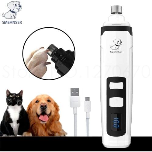 Rechargeable Dog Nail Grinder Electric Pet Nail Clipper For Cat Paws Grooming Trimmer USB Low Noise Dog Nail Clippers LCD Screen