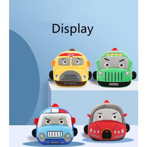 Car Cute Childrens School Bag Burden-reduction Backpack Cartoon Plush Backpack Kindergarten Early Education School Bag 2-4T