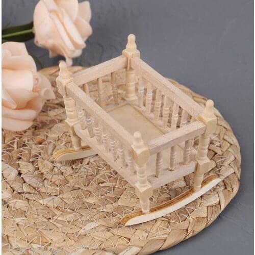 1:12 DollHouse Miniature Dolls Furniture Wooden Cardle Baby Bed Kids Toys Wooden Nursery Cradle Baby Crib