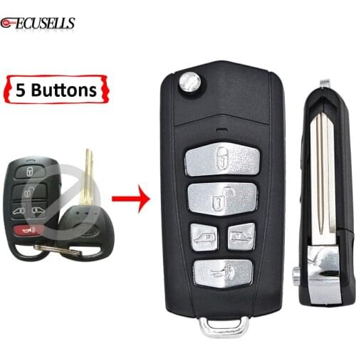 Modified Folding Flip 5 Button Remote Car Key Shell Case Housing Cover with Uncut Blade For Kia Sedona Mini Van
