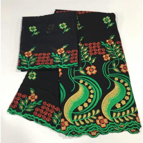 Fashion Style High Quality Embroidery 100% Cotton African Lace 5+2 Yards/Set Swiss Voile Lace Fabric For Women Dress! LCF1223