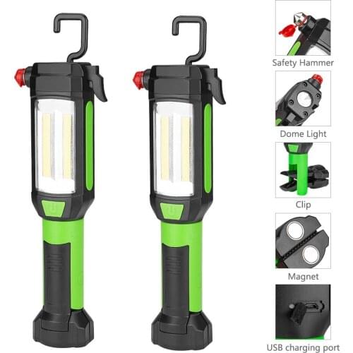 Powerful LED Flashlight Magnetic Work Light Portable Lantern Hook Car Repairing Lamp COB USB Rechargeable Torch Emergency Lights
