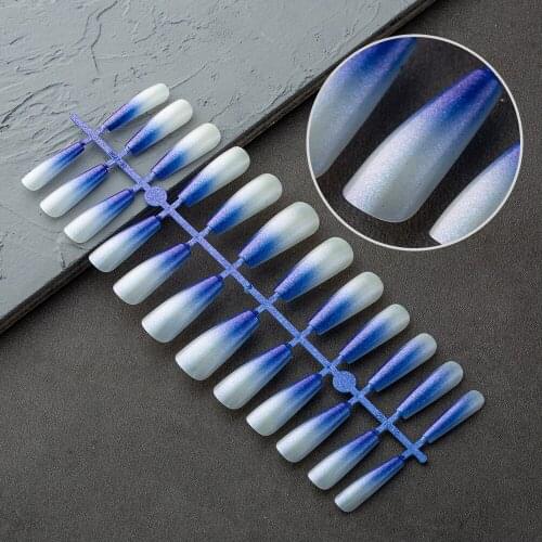 DingXue 24/pcs Colorful T Shape Coffin False Nail Detachable Tips For Nail Extension Manicure Art Press On Fake False Nails G020