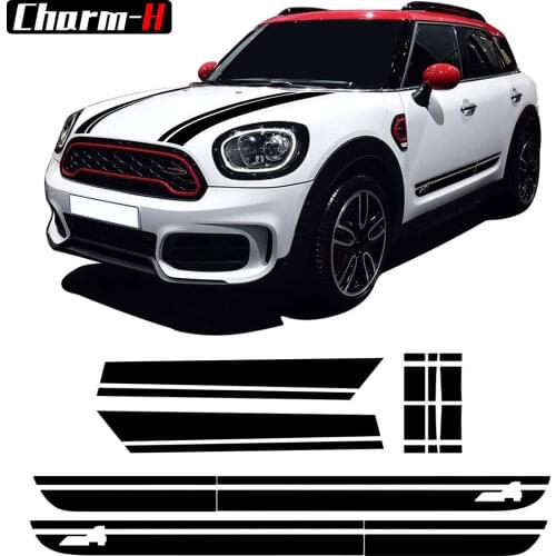 Car Styling Hood Bonnet Vinyl Cover Decal Sticker Side Skirt StripesTrunk Stickers for Mini Cooper Countryman f60 Accessories