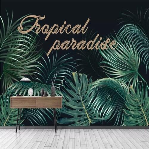 Plant rainforest banana leaf background wall custom large wallpaper mural 3D photo wall factory wholesale