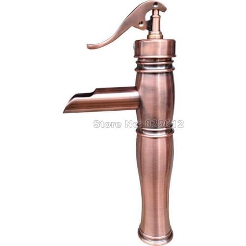 NEW " Water Pump Look " Style Antique Red Copper Bathroom Basin Faucet Single Hole Vessel Sink Mixer Taps Deck Mounted Wrg021