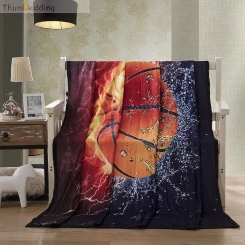 Thumbedding Basketball Flannel Designer Blanket for Beds 3D Sport Throw Blanket Comfortable Material Soft Touching Bedspread