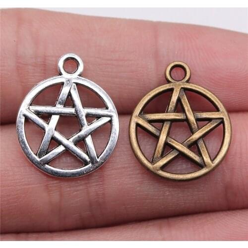 20pcs Pentagram Star Alloy Charms For Necklace Pendants Bracelet Findings DIY Jewelry Making 18x20mm