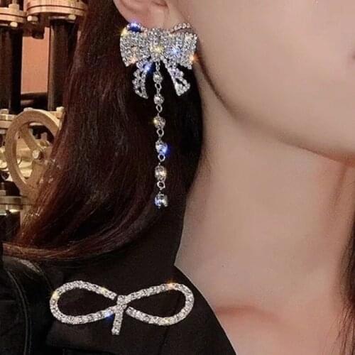 Luxurious Full Rhinestone Bowknot Womens Earrings Pendants Jewellery Shining Retro vintage Jewelry earrings