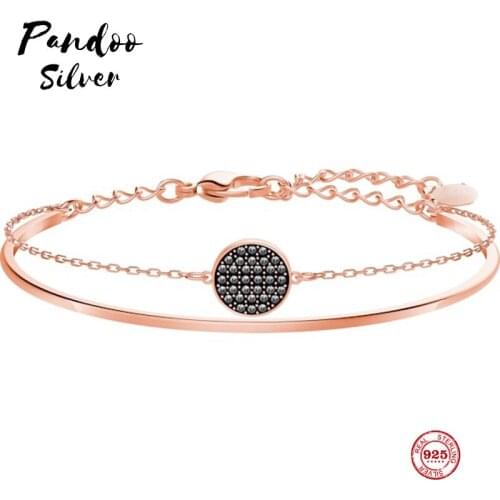 PANDOO Fashion Charm Pure 925 Silver Original 1:1 Copy, Fashion Level Two-in-one Bracelets Women Luxury Jewelry Gifts