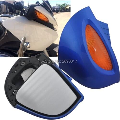 Blue Motorcycle Rearview Side Mirrors Amber Lens Fits For BMW R1100 R1150 RT R1100 RTP