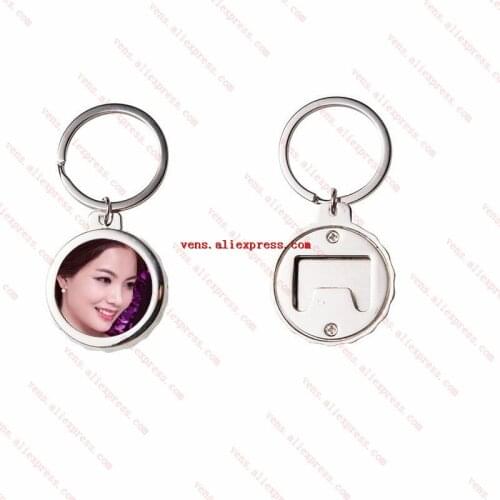 Sublimation metal beer cover keychains bottle opener key ring heat transfer printing jewelry consumables materials 10pcs/lot