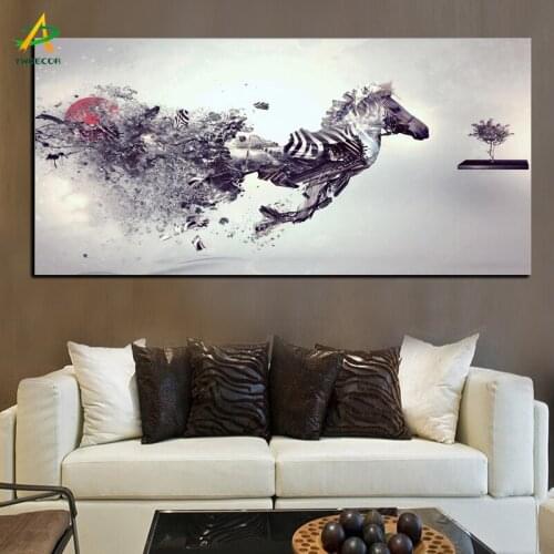 YWDECOR Personalized Creative Running Horse Canvas Painting HD Prints on Canvas Poster Wall Art Picture Living Room Home Decor