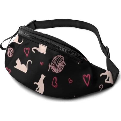 Cat Waist Bag Polyester Funny Waist Pack Unisex Bicycle Bag