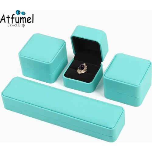 Factory Sale Earring Organizer Box Necklace Case PU Wedding Ring Jewellry Box Engagement Necklace Jewelery Packaging Gift Box