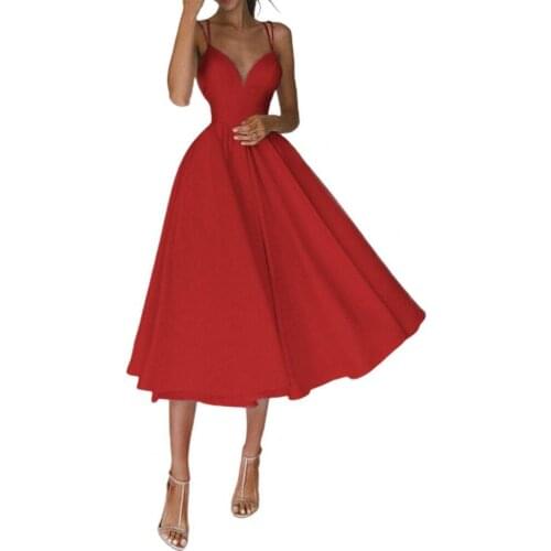 Women Dress Elegant Dress Formal Dress Deep V Neck Spaghetti Strap Off Shoulder Large Hem Midi Dress Sexy Dress 2XL платье летне