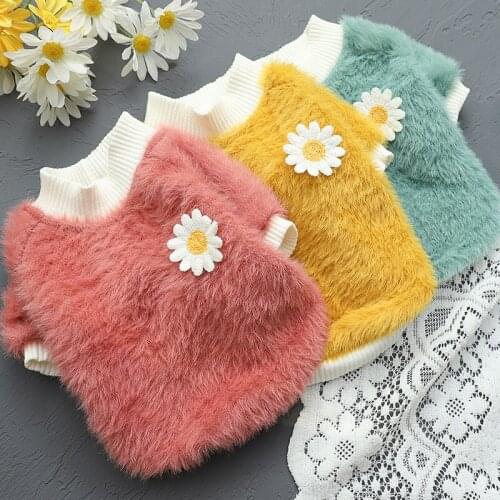Winter Pet Clothes Cat Dog Clothes For Small Dogs Flowers Fleece Keep Warm Dog Clothing Coat Jacket Sweater Pet Costume For Dogs