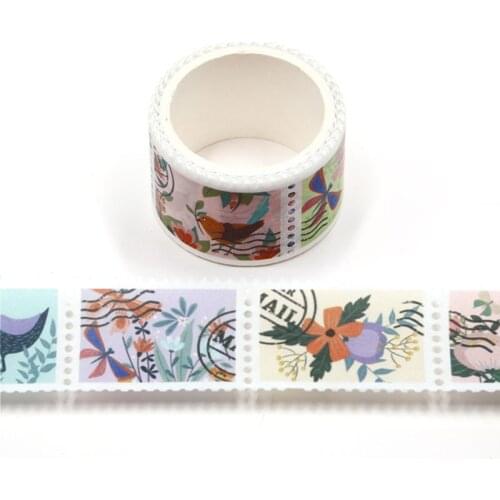 X1 roll 25mm x 3m cute stamp flowers birds tape Kawaii Washi Tape DIY Adhesive Tape for Scrapbooking office supplies washi tapes