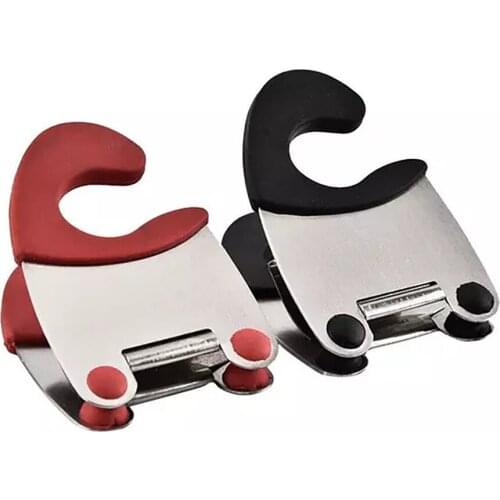 1Pc Stainless Steel Pot Side Clips Anti-scalding Spoon Holder Rubber Anti-hot Spoon Clips Holders Convenient Tool Kitchen Gadget