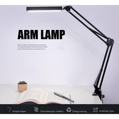 2021 LED Folding Metal Desk Lamp Clip on Light Clamp Long Arm Dimming Table Lamp 3 Colors For Living Room Reading And Computers