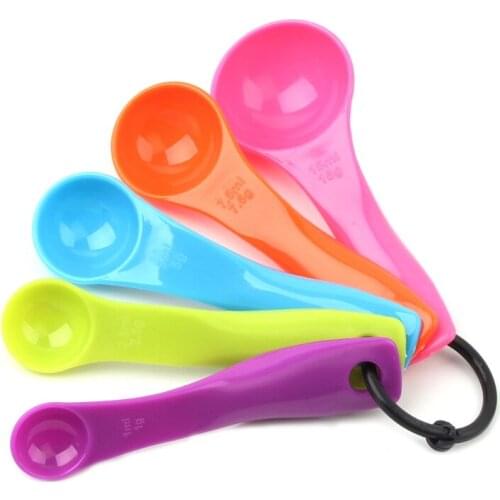 5PCS Justdolife Small Measuring Spoon Stackable Plastic Accurate Measure Scoop Measure Teaspoon Mini Coffee Sugar Scoop
