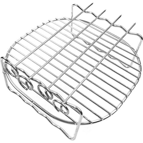 7 Inch Air Fryer Rack Set Versatile Grilling Rack Double Layer Rack With Skewers Steaming Drain Oil Holder Kitchen Cooking Tools