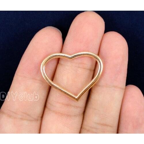 80pcs-Rose Gold Tone Heart Connector Charm 22x27mm