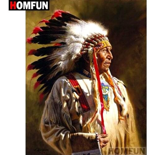 HOMFUN Diamond Painting Cross Stitch "Indian feathers" 5D DIY Diamond Embroidery Full Square/round Rhinestone Of Picture A07087