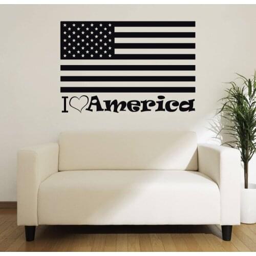 American Flag Wall Decal Quotes I Love America Vinyl Wall Stickers For Kids Rooms Livingroom Patriotic Style Home Decor SYY872